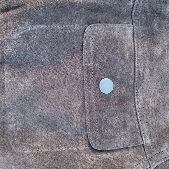 Liz Claiborne jacket suede brown M snap closure lined drawstring waist bohemian - Picture 6 of 15